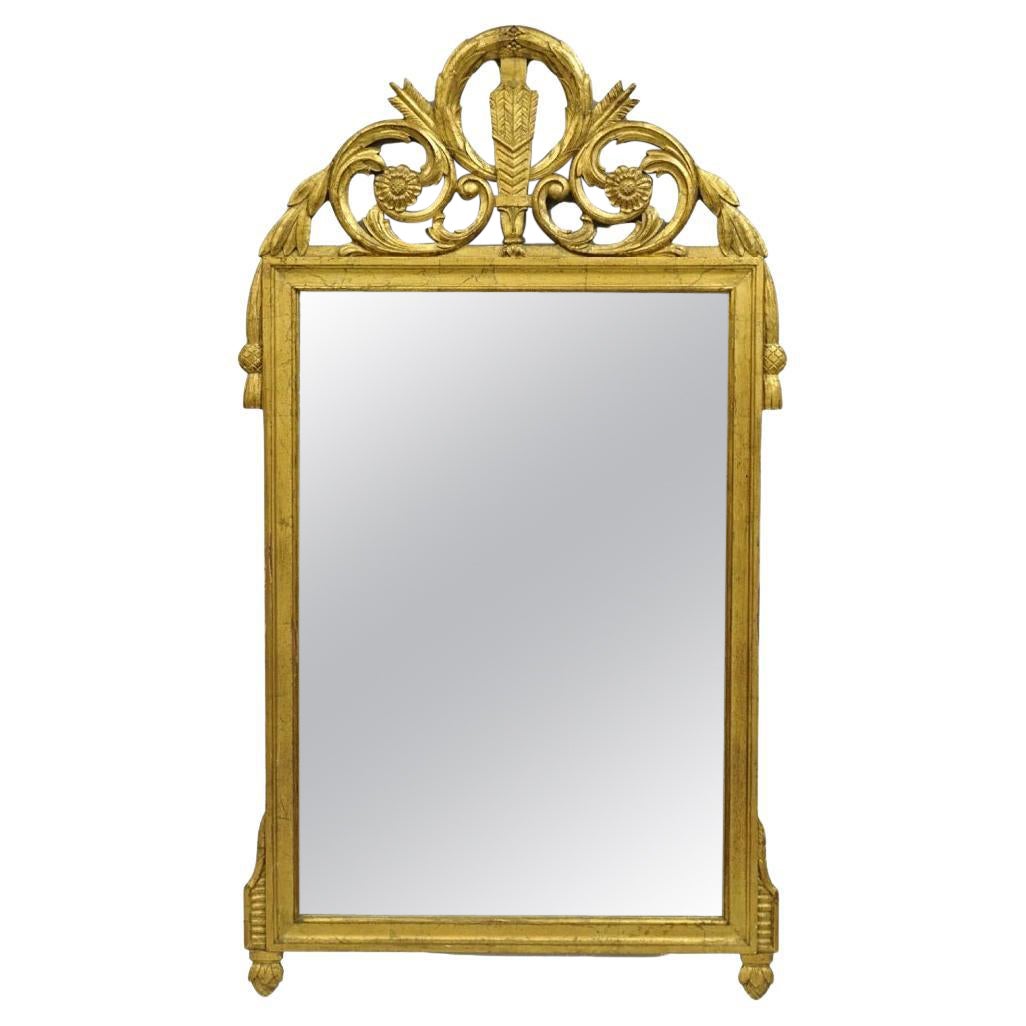 Antique French Neoclassical Style Gold Gesso Arrow & Wreath Wall Mirror