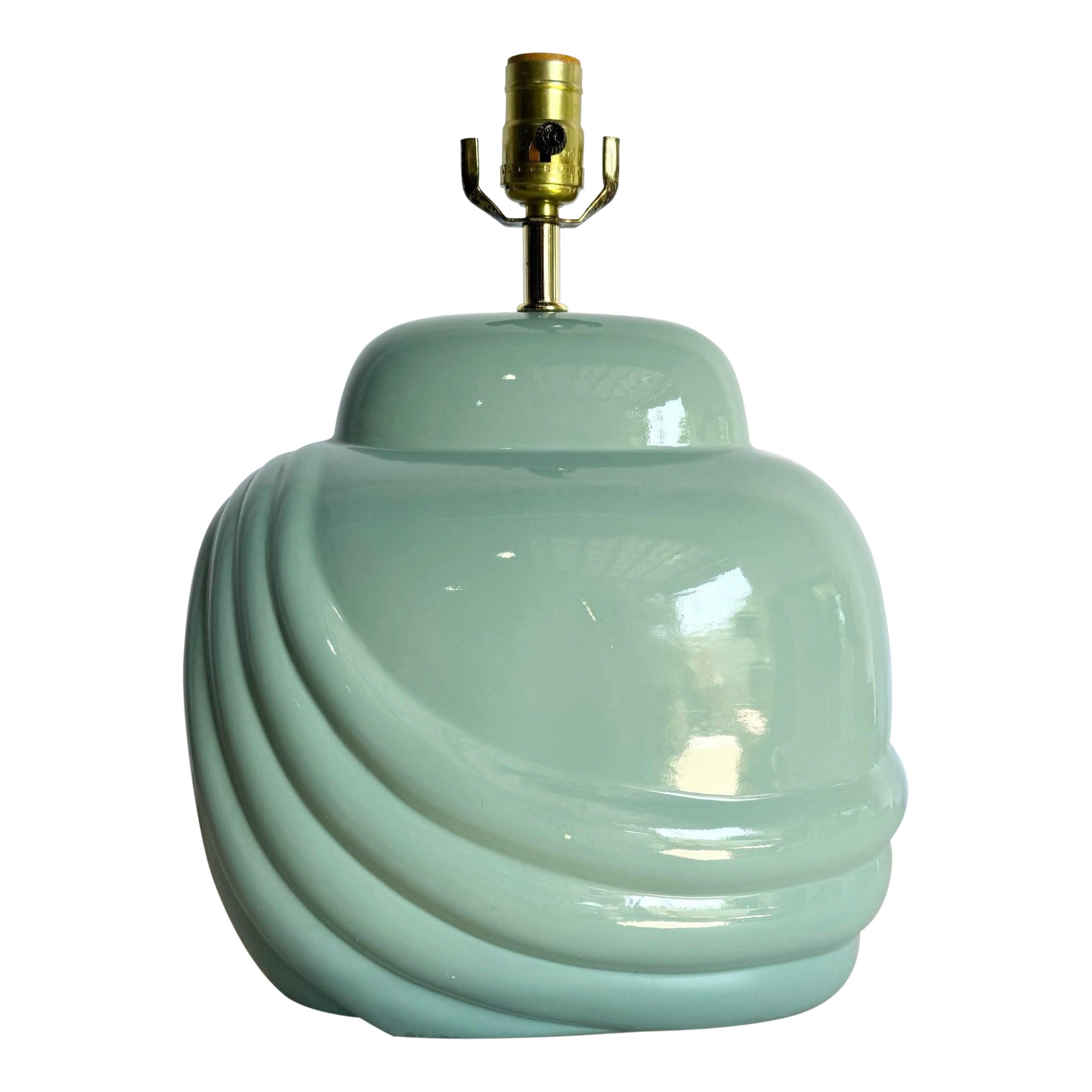 Postmodern Turquoise Scalloped Table Lamp For Sale