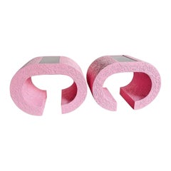 Postmodern Pink and Smoked Glass Waterfall Side Table, Karl Springer Style