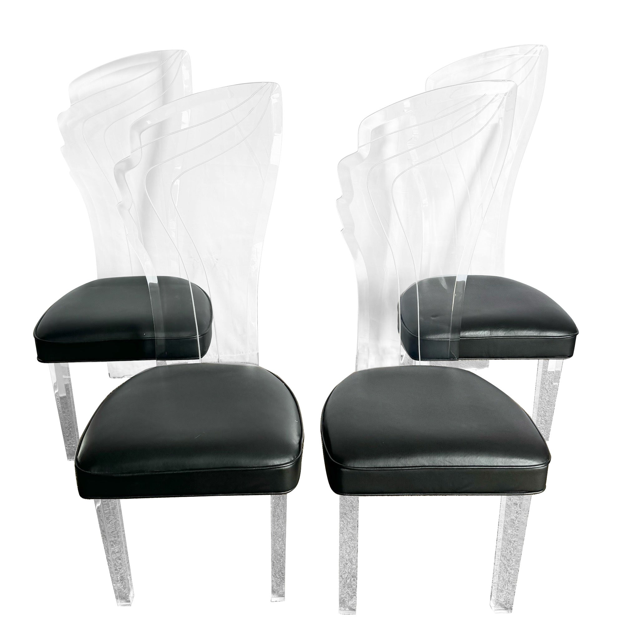 Sedia da pranzo postmoderna con schienale alto in lucite - set da 4