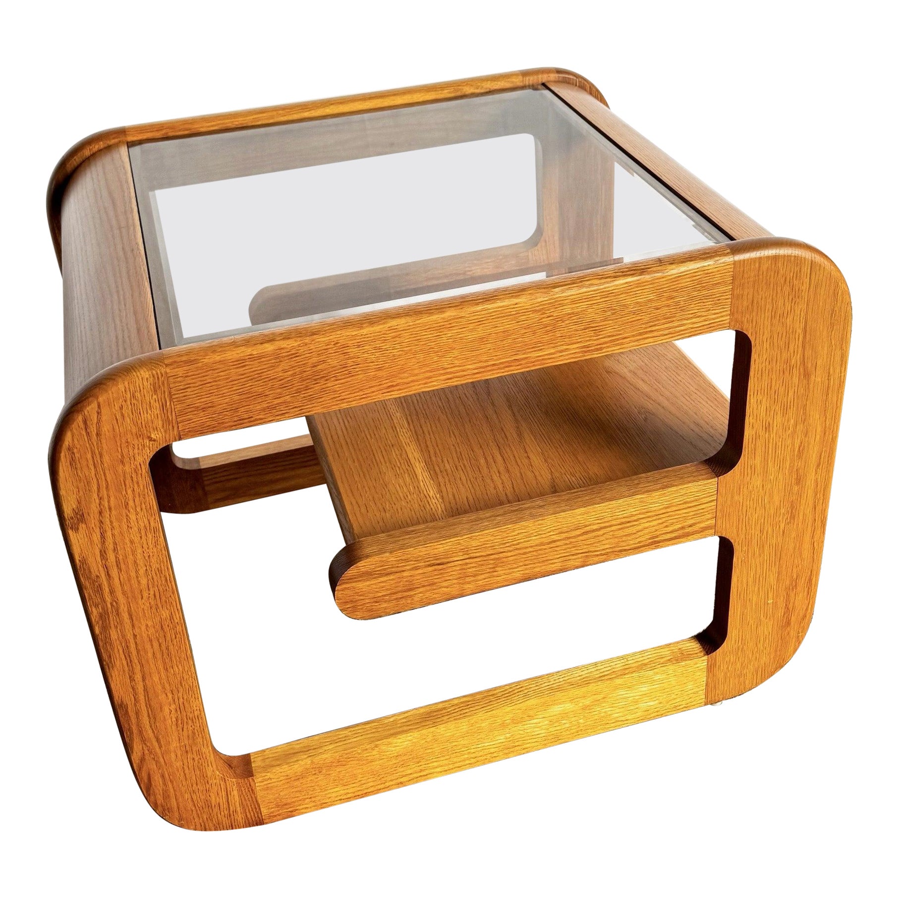Mid Century Modern Lou Hodges Oak Wood Side Table For Sale