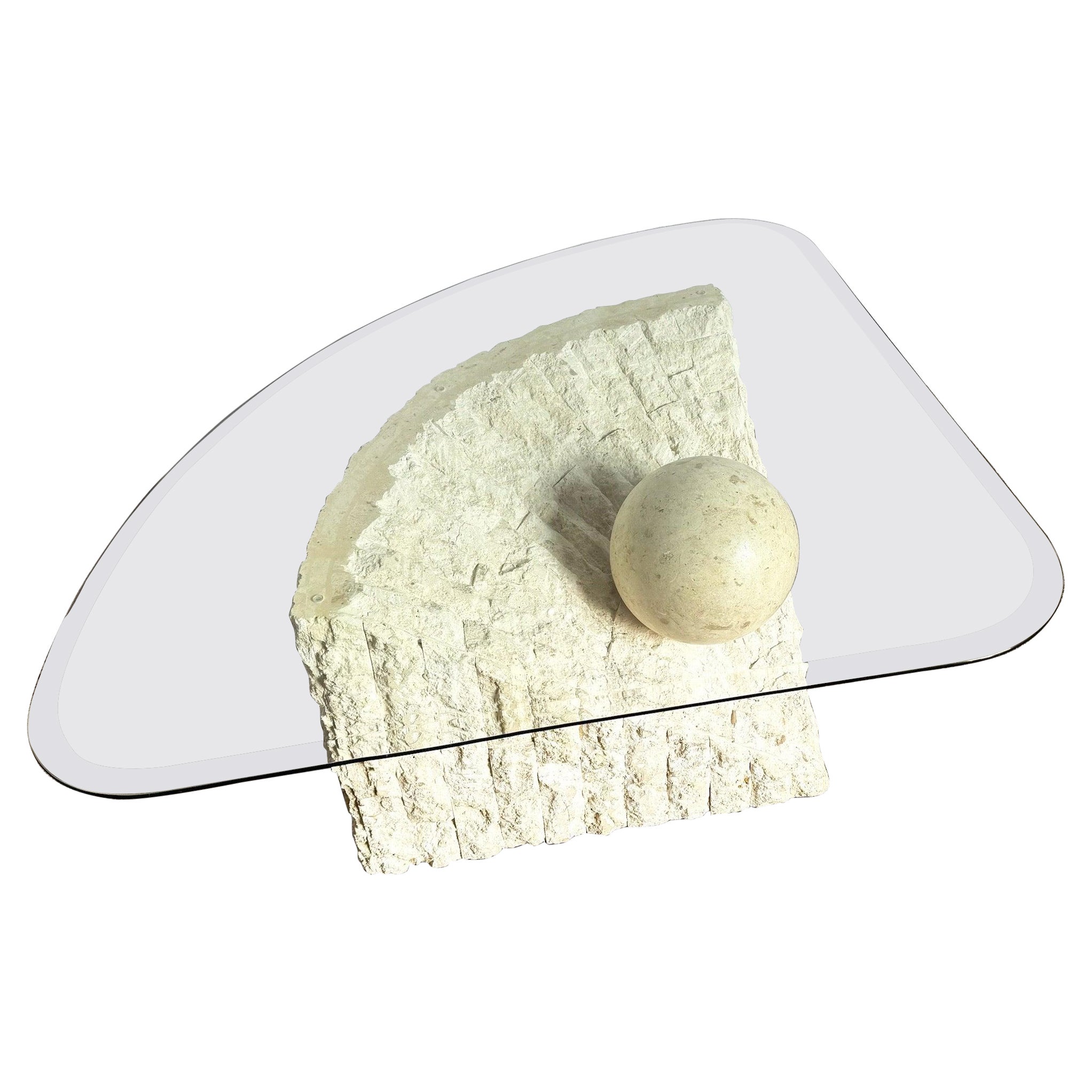 Postmodern Tessellated Stone Triangular Coffee Table For Sale