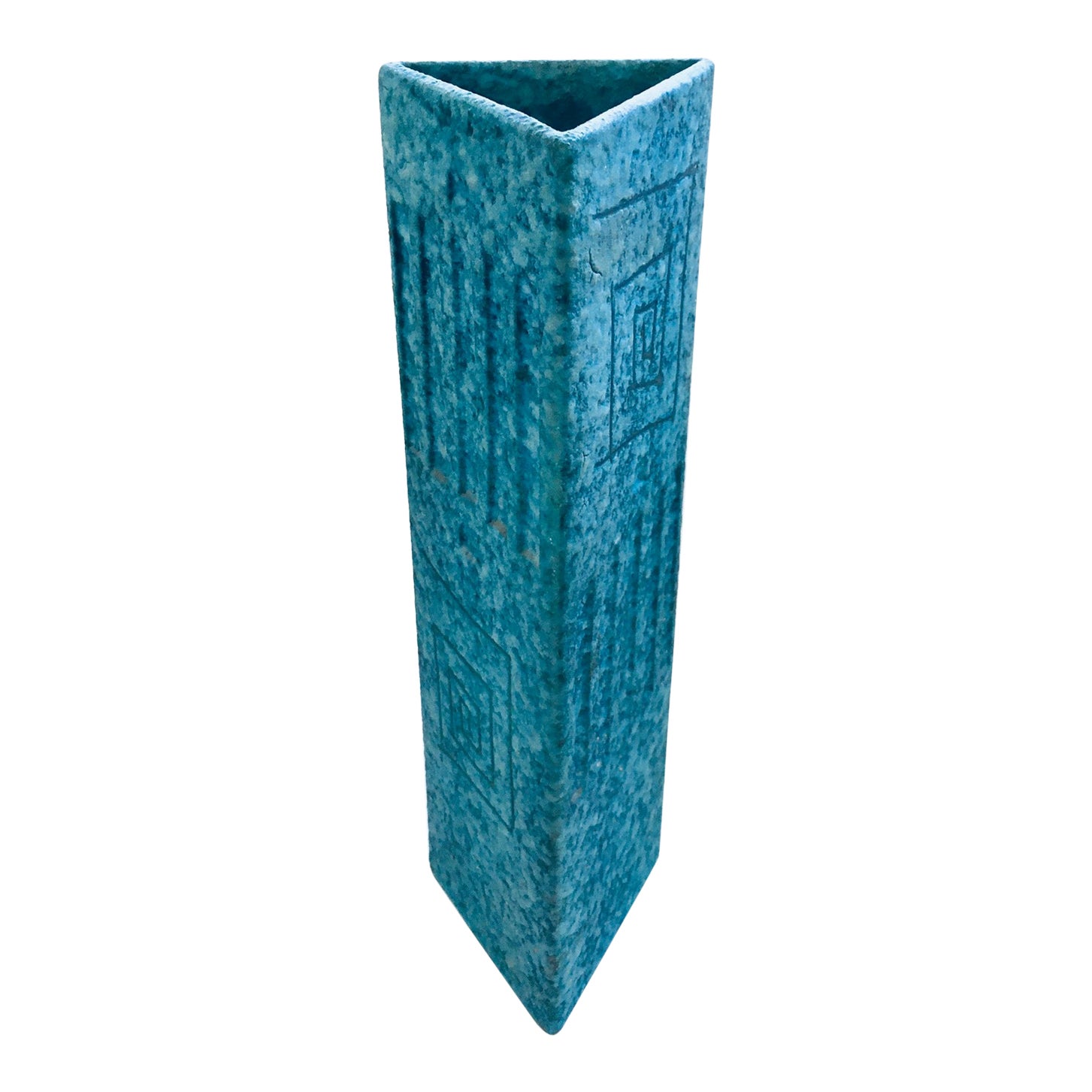 RARE Art Ceramics Sgraffito Triangular Vase by Alvino Bagni for Raymor
