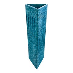 RARE Art Ceramics Sgraffito Triangular Vase by Alvino Bagni for Raymor