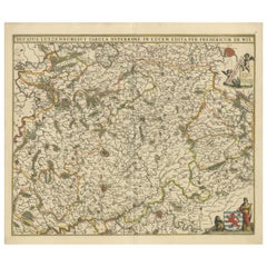 Original Antique Map of the Duchy of Luxembourg by De Wit, Amsterdam circa 1680