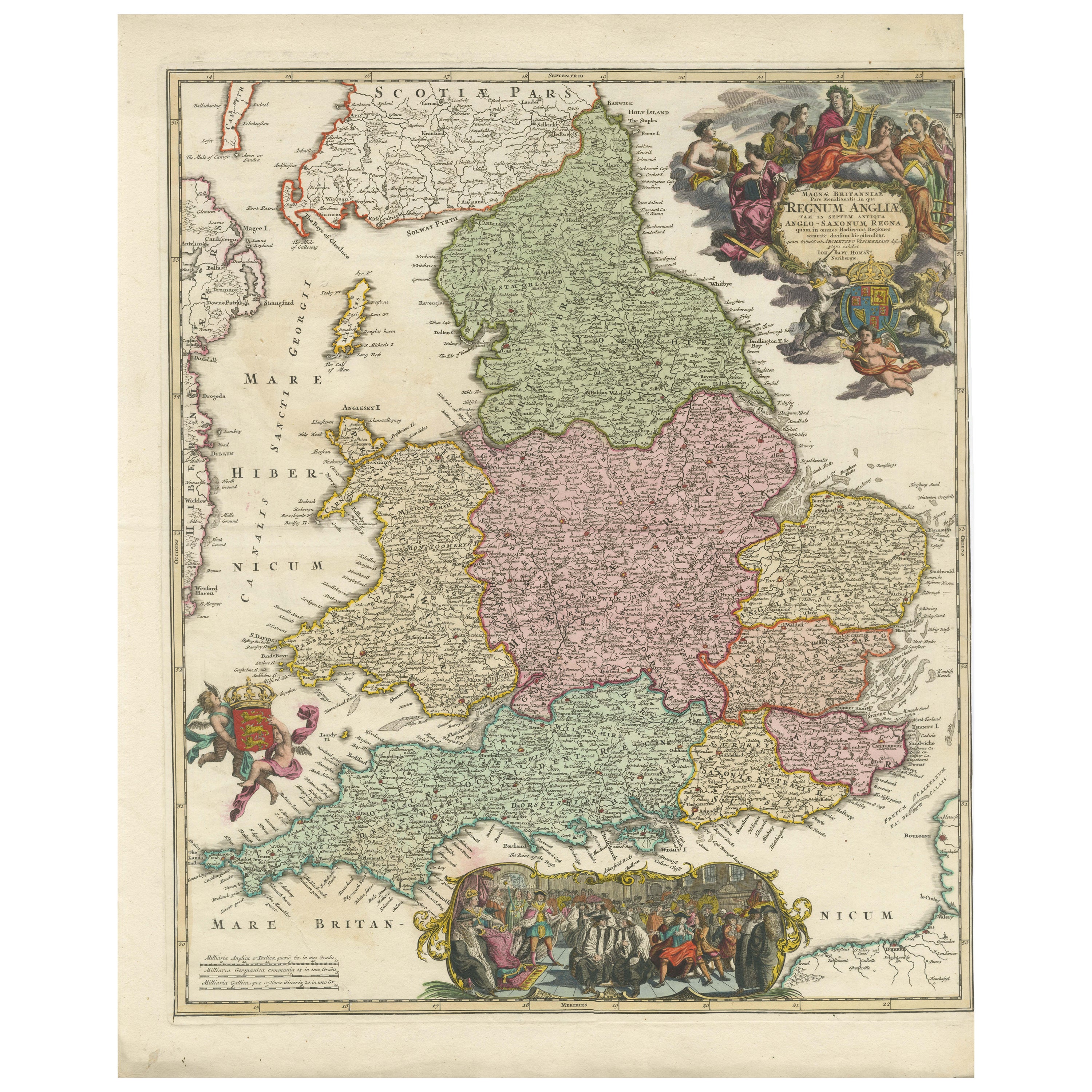 Rare 1690 Map of England by Nicolaes Visscher II – Heptarchy Depicted For Sale