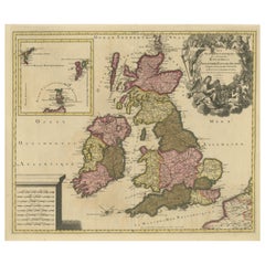 Rare Hand-colored Map of the British Isles by Gerard Valk, Published circa 1700