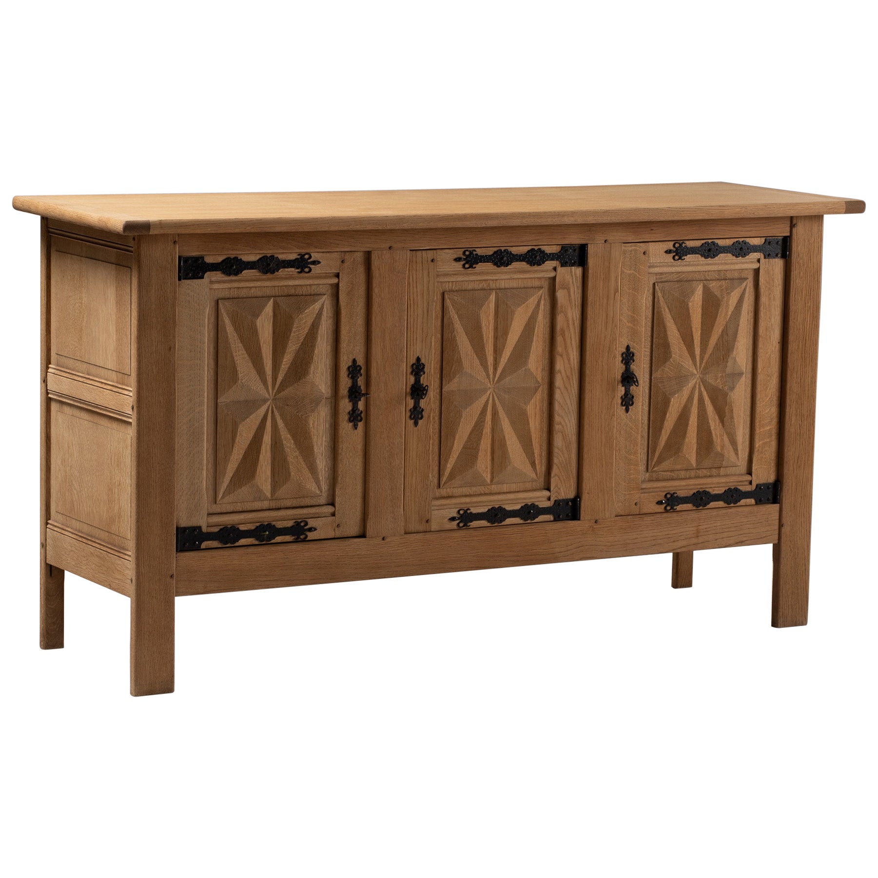French Oak Sideboard with Starburst Carving