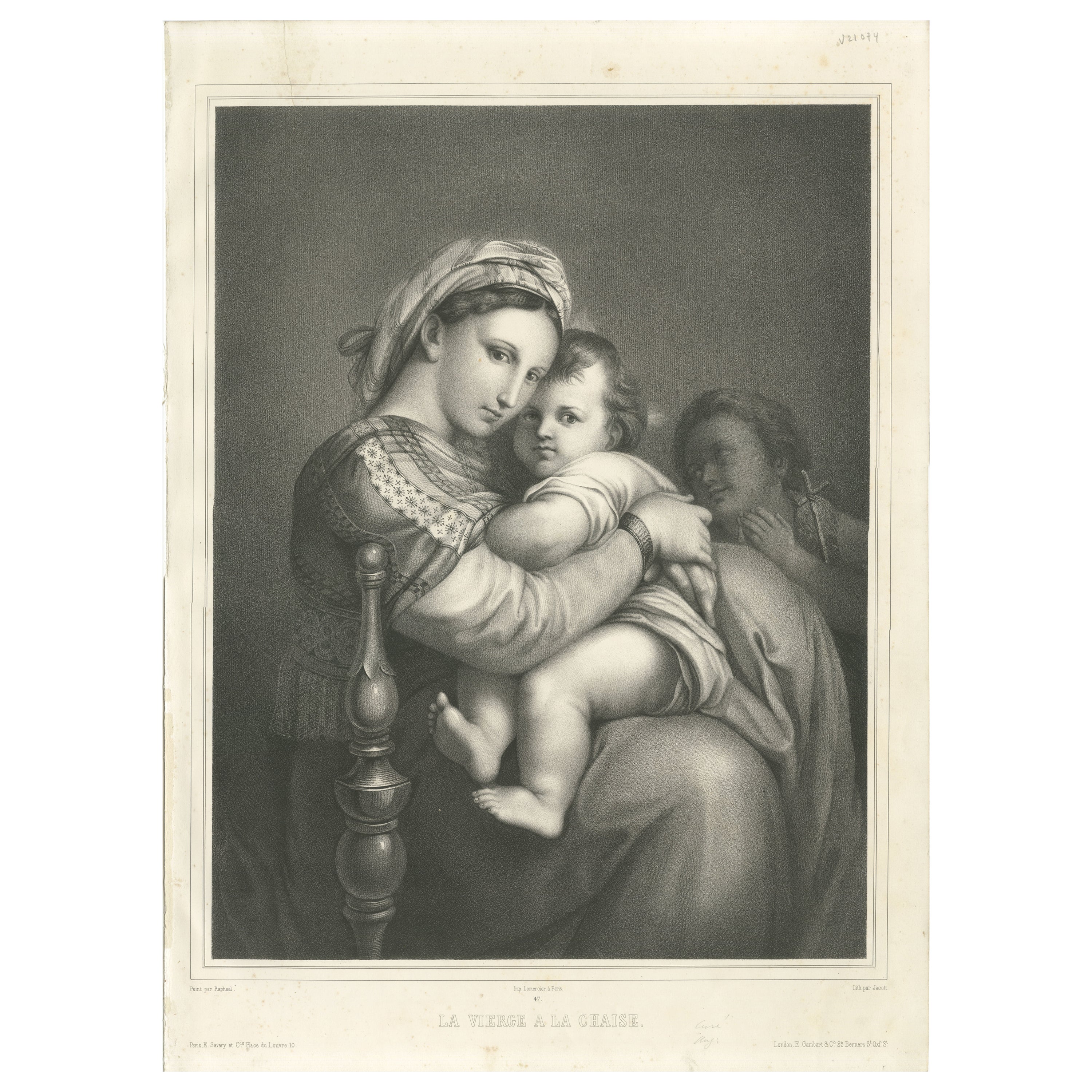Madonna and Child Print after Raphael – La Vierge à la Chaise, circa 1850