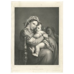 Madonna and Child Print after Raphael – La Vierge à la Chaise, circa 1850