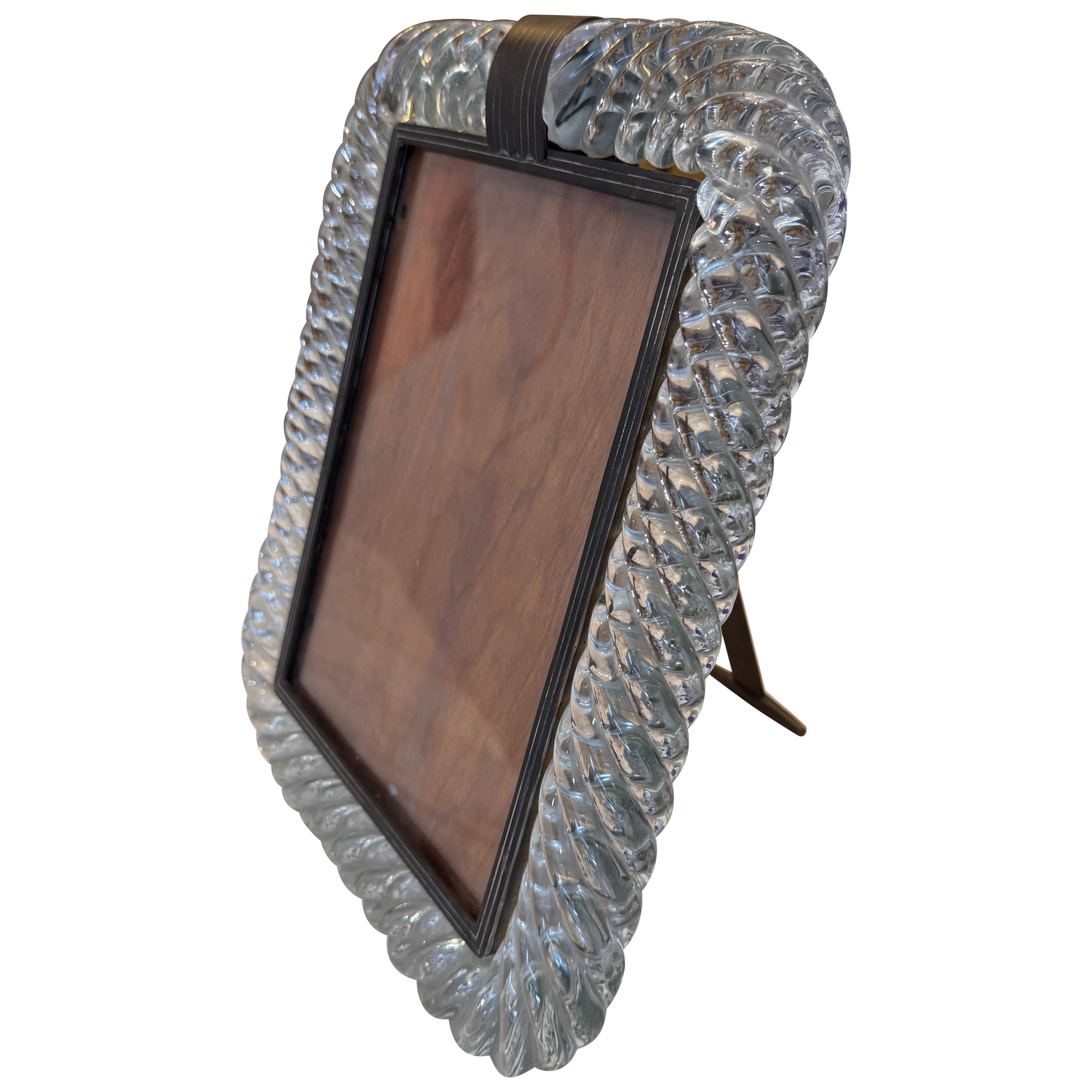 A rare signed Venini Murano glass picture frame For Sale