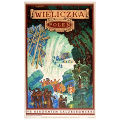 Original Vintage Travel Poster Wieliczka Polen Poland Art Deco Henryk Uziemblo