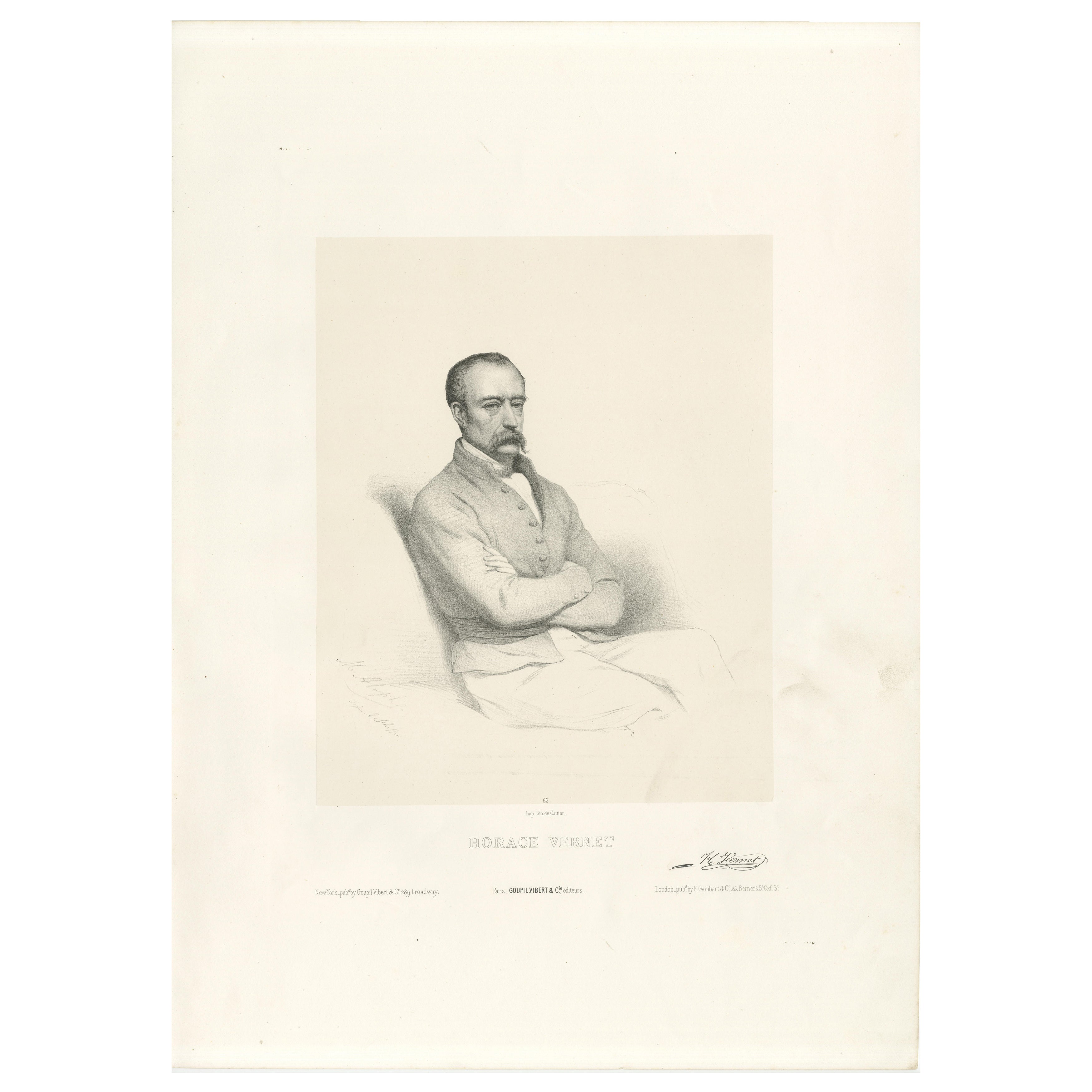 Retrato de Horace Vernet por Le Gout-Gérard - Litografía del siglo XIX, ca.1855
