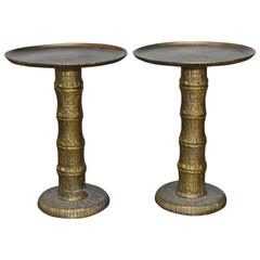 Pair of Diminutive Brass Bamboo Drink Tables