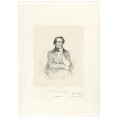 Retrato de Giacomo Meyerbeer por Le Gout-Gérard - Litografía del siglo XIX, 1855