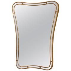 French Mid-Century Brass Mirror with Ball Detail 3
