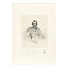 Retrato de Joseph Méry - Poeta y publicista francés, litografía del siglo XIX