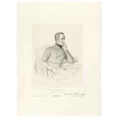 Retrato de Alfonso de Lamartine - Litografía del siglo XIX de Le Gout-Gérard