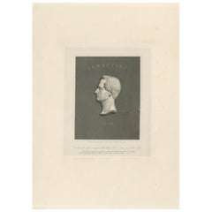 Retrato de Alphonse de Lamartine - Grabado según David d'Angers, 1843