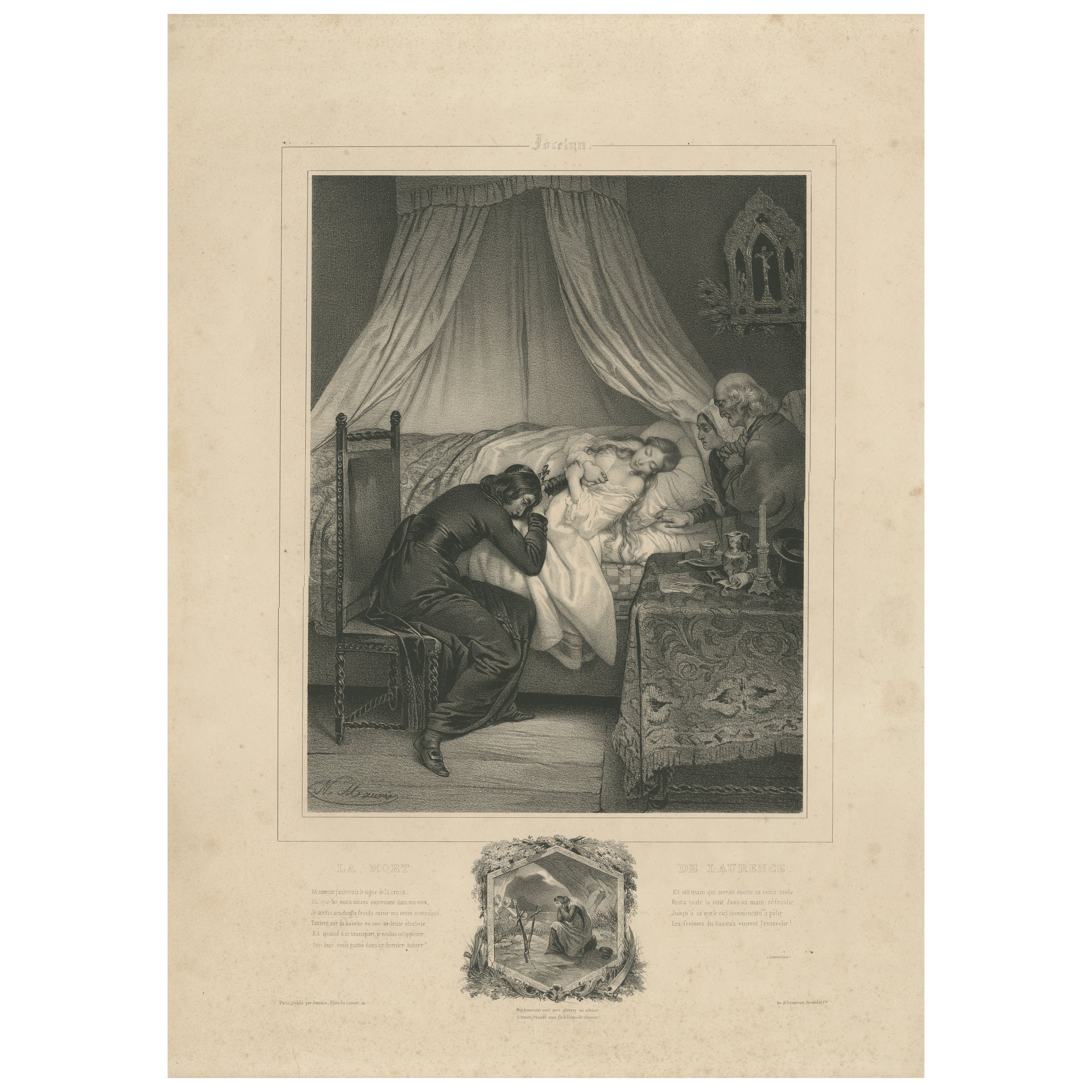 La Mort de Laurence – Romantic Lithograph from Lamartine's Jocelyn, circa 1840