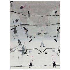 Tappeto Splatter grigio, avorio e rosa fatto a mano da Eskayel per Doris Leslie Blau