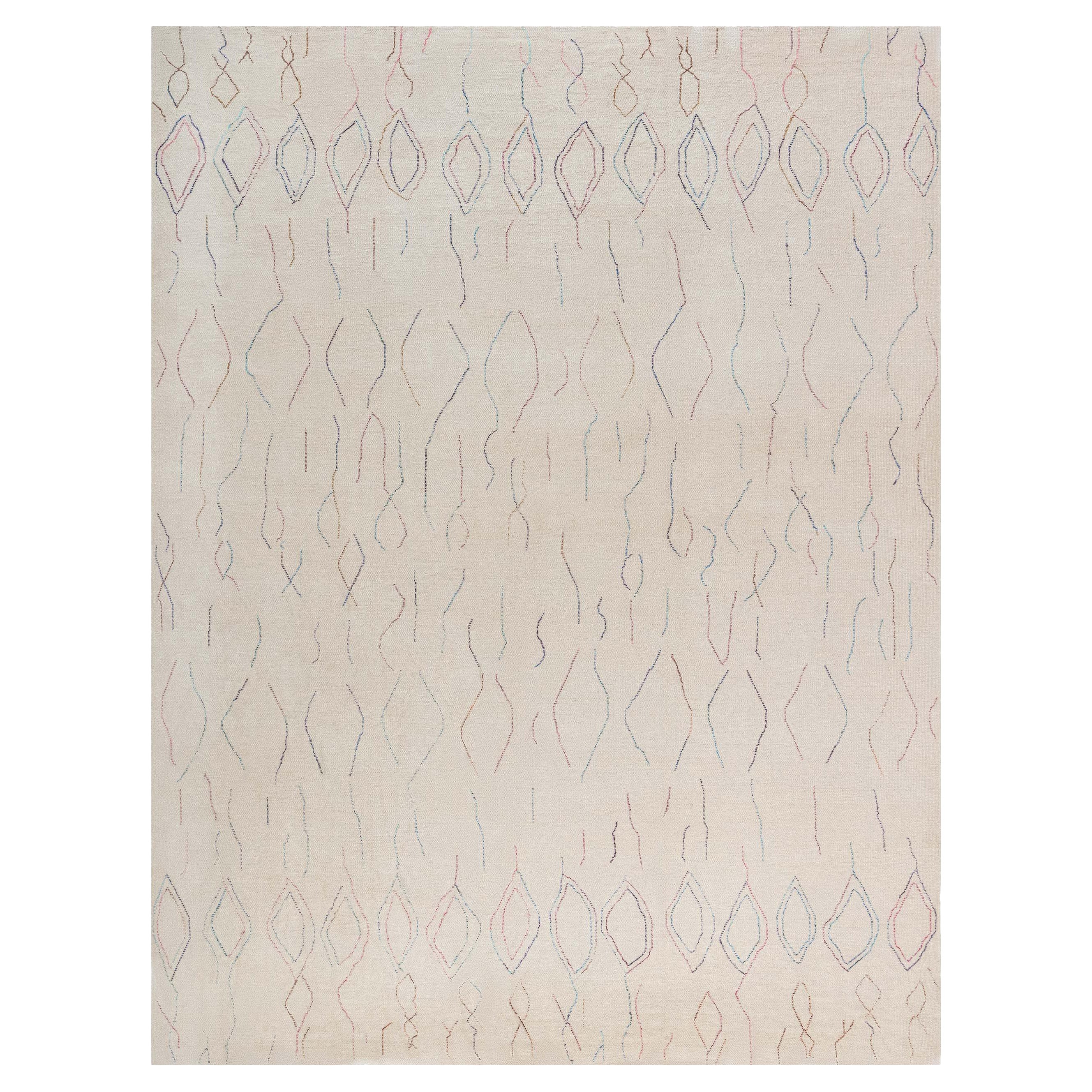 Contemporary Diamond Design Flachgewebe-Wollteppich von Doris Leslie Blau im Angebot