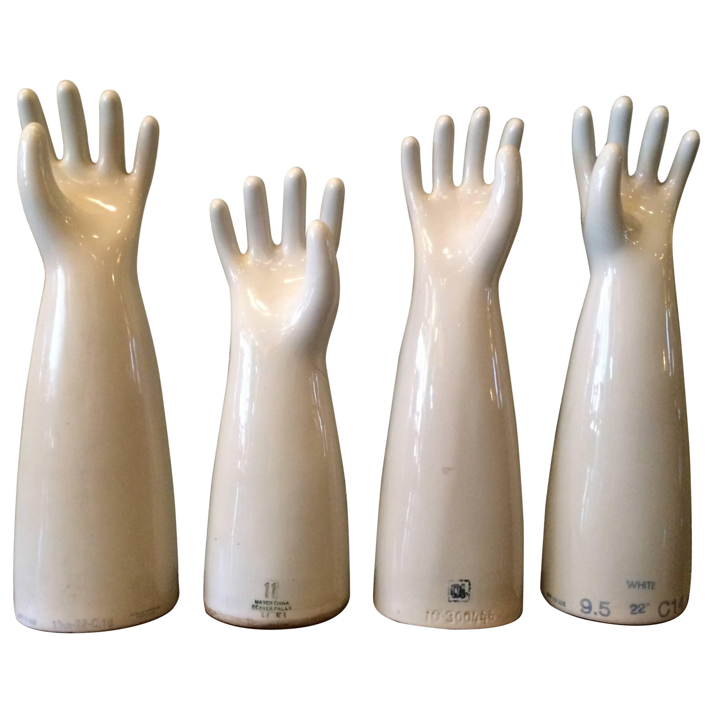 Large Industrial Mid-Century Porcelain Glove Molds