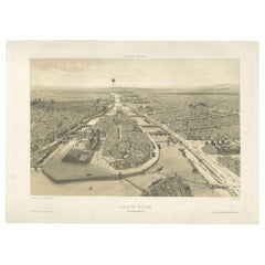 Paris en Ballon – Aerial View of Paris from a Balloon, Lithograph by Albert 1850