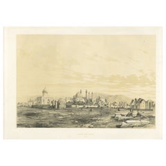 Champ des Morts, Ispahan – Antique Lithograph of the Cemetery at Isfahan, c.1840