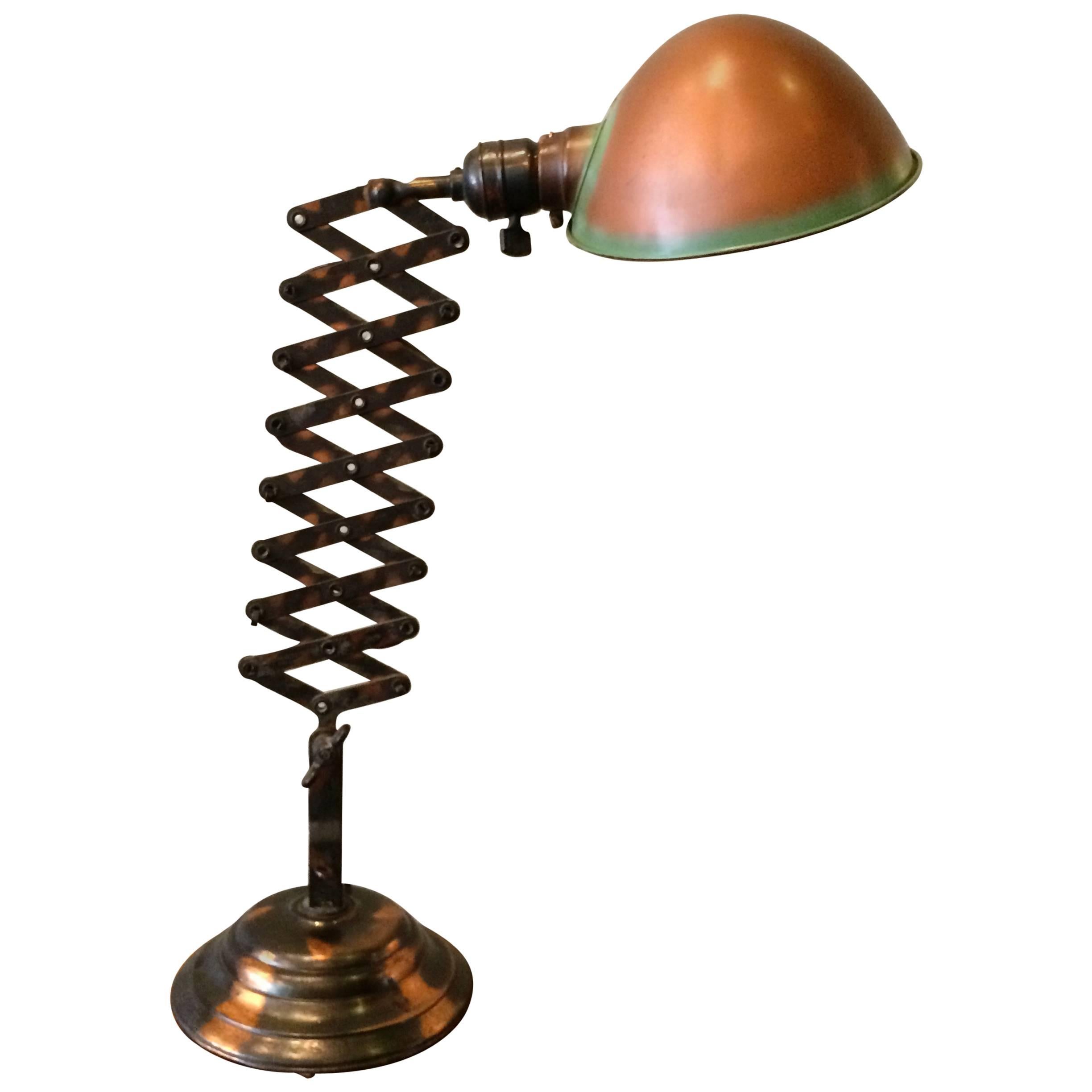 Rare Industrial Faries Copper Scissor Lamp, circa 1918
