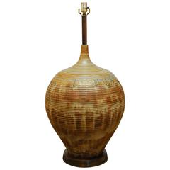 Monumental Mid-Century Drip Glaze Ceramic Table Lamp