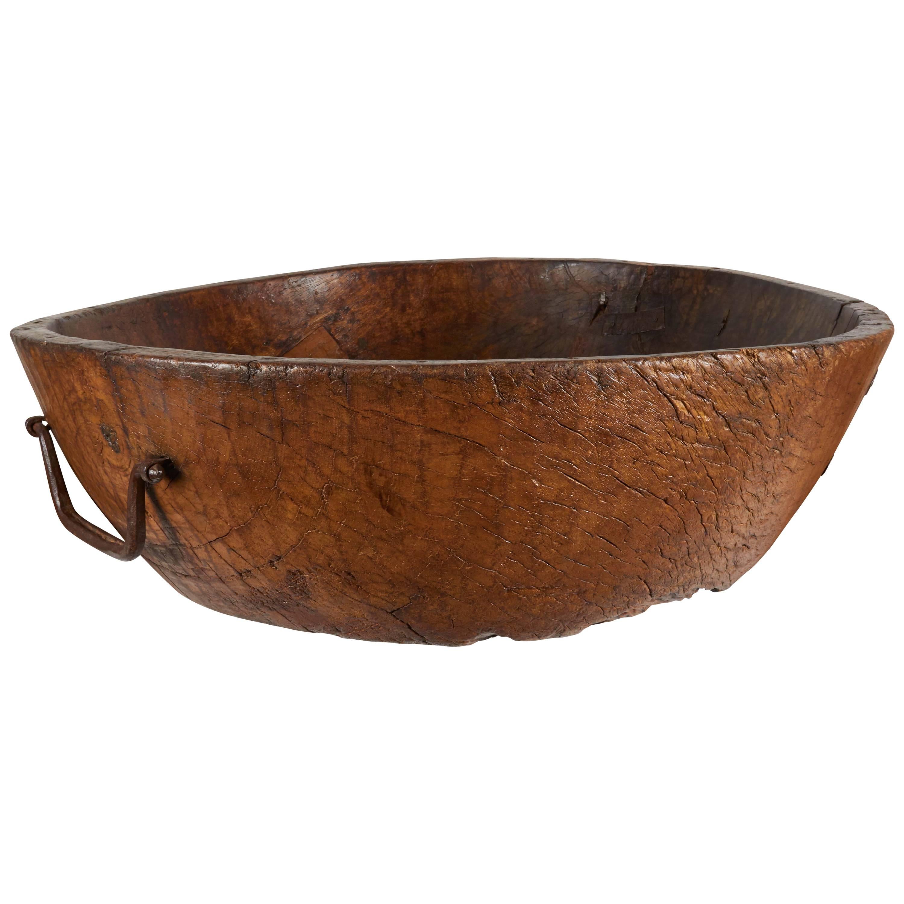 Hand-Carved Black Walnut Bowl For Sale