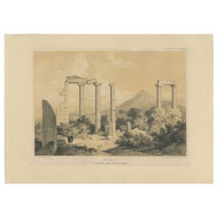Ruines d'Euromos (Caria) - Vue du Grand Temple par Louis de Laborde, vers 1840