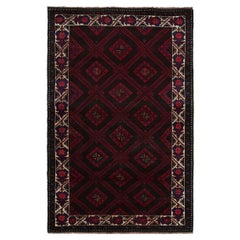 Rug & Kilim’s Mashwani Afghan Baluch Rug in Red and Blue Geometric Patterns