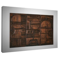Large Wooden Sculptural Triptych by Nerone Ceccarelli, Italy ca. 1978