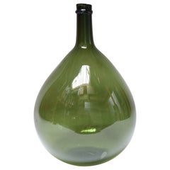 Antique Italian Green Blown Glass Bulbous Form Demijohn Carboy