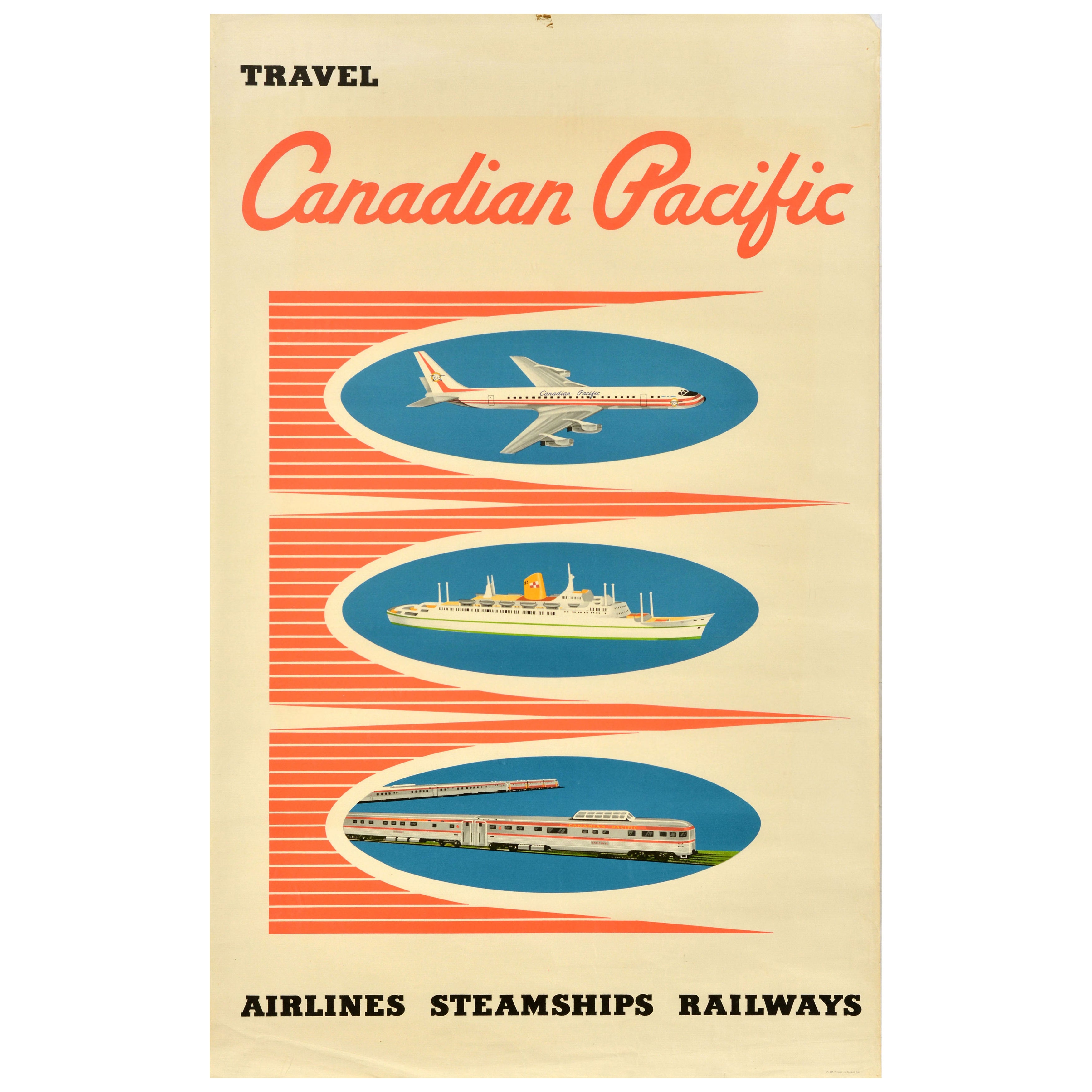 Original Vintage By Reiseplakat Canadian Pacific Airlines Dampfschiffe Eisenbahnen