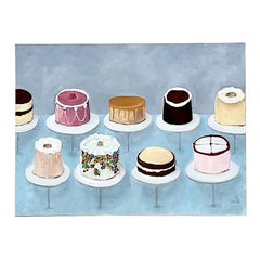 Vintage Boho Original Cakes Painting on Canvas