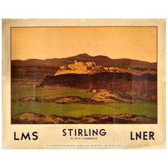 Póster vintage original de viajes en tren Stirling Escocia LMS LNER David Cameron