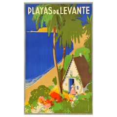 Original Vintage Travel Poster Playas De Levante Spain Josep Morell Espana