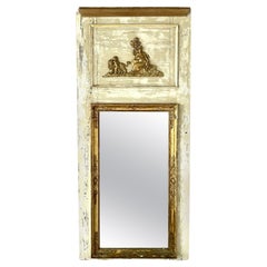 Miroir Trumeau en bois doré et peint à la française