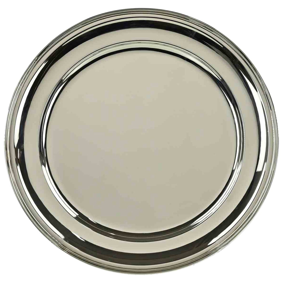 Assiette de service vintage en métal argenté, 1970
