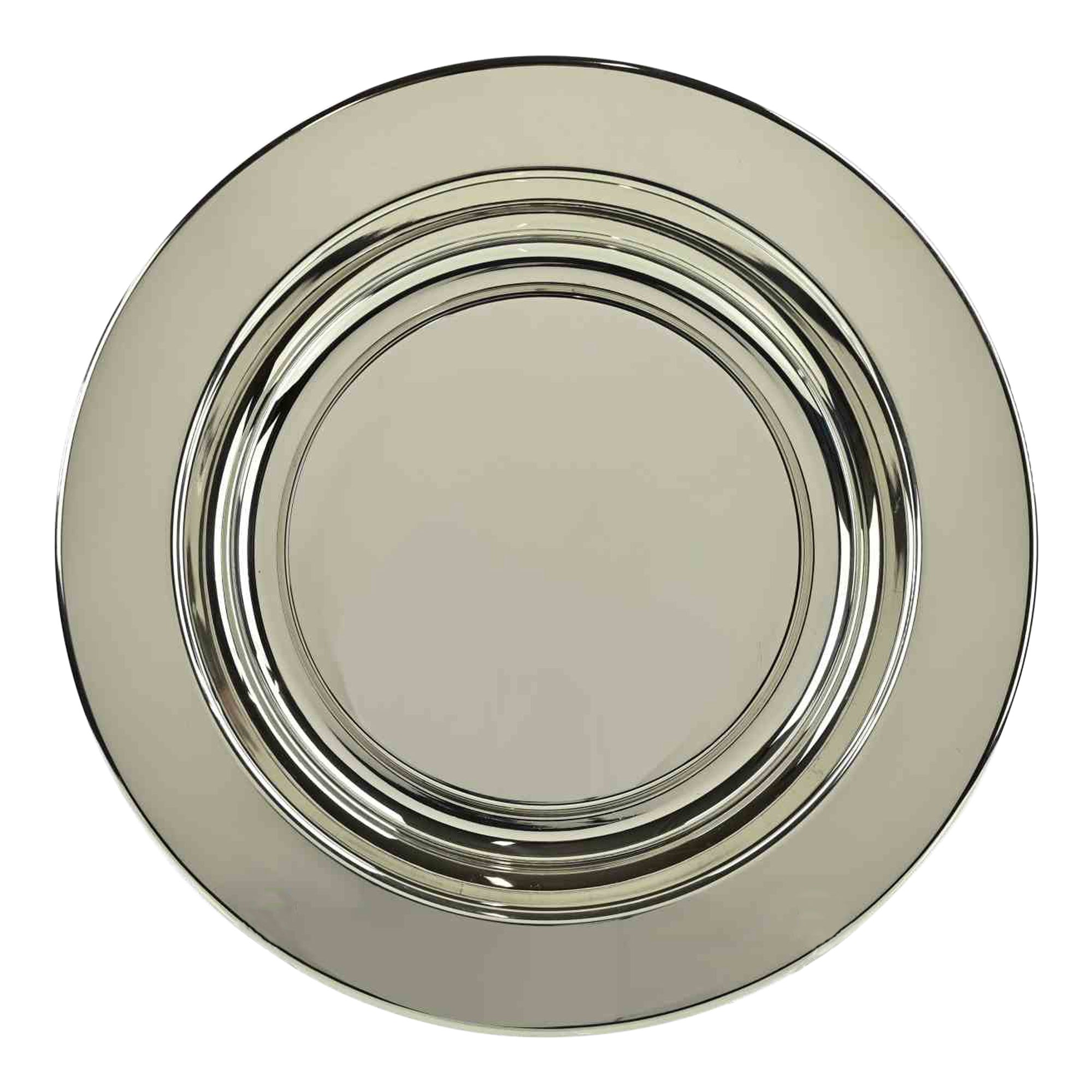 Assiette de service vintage en métal argenté, 1970