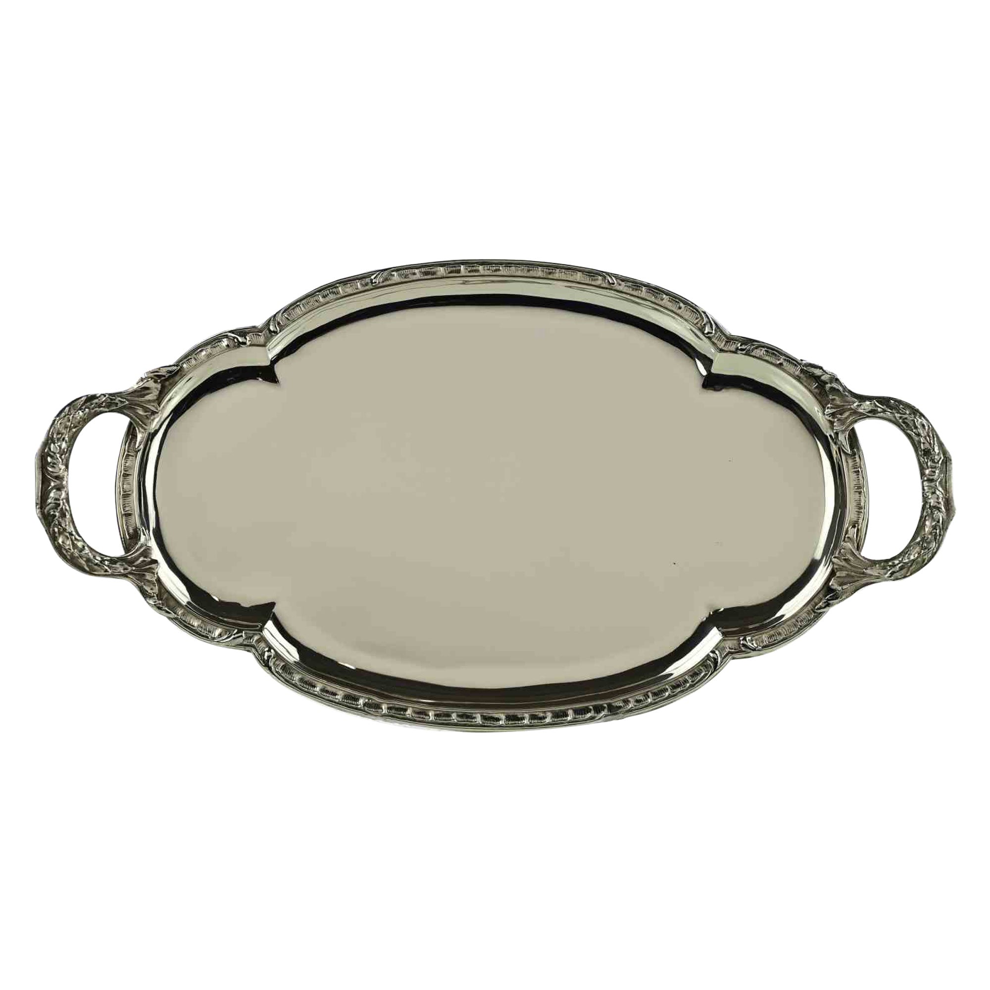 Assiette de service vintage en métal argenté, 1970