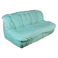 Large two-seater sofa in checkered pattern made in France, 1980s