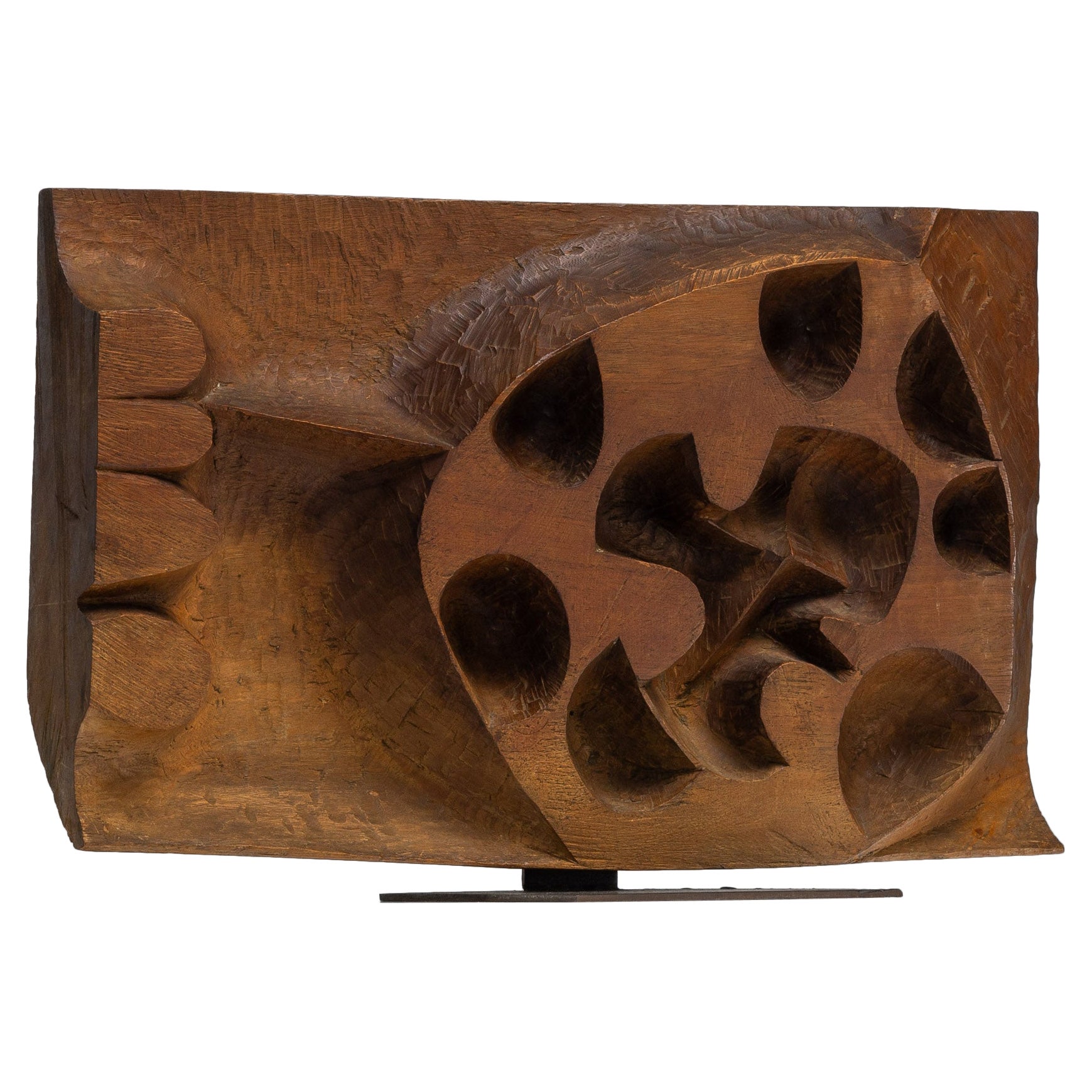 Yasuo Fuke abstract wooden sculpture Italy 1968 For Sale