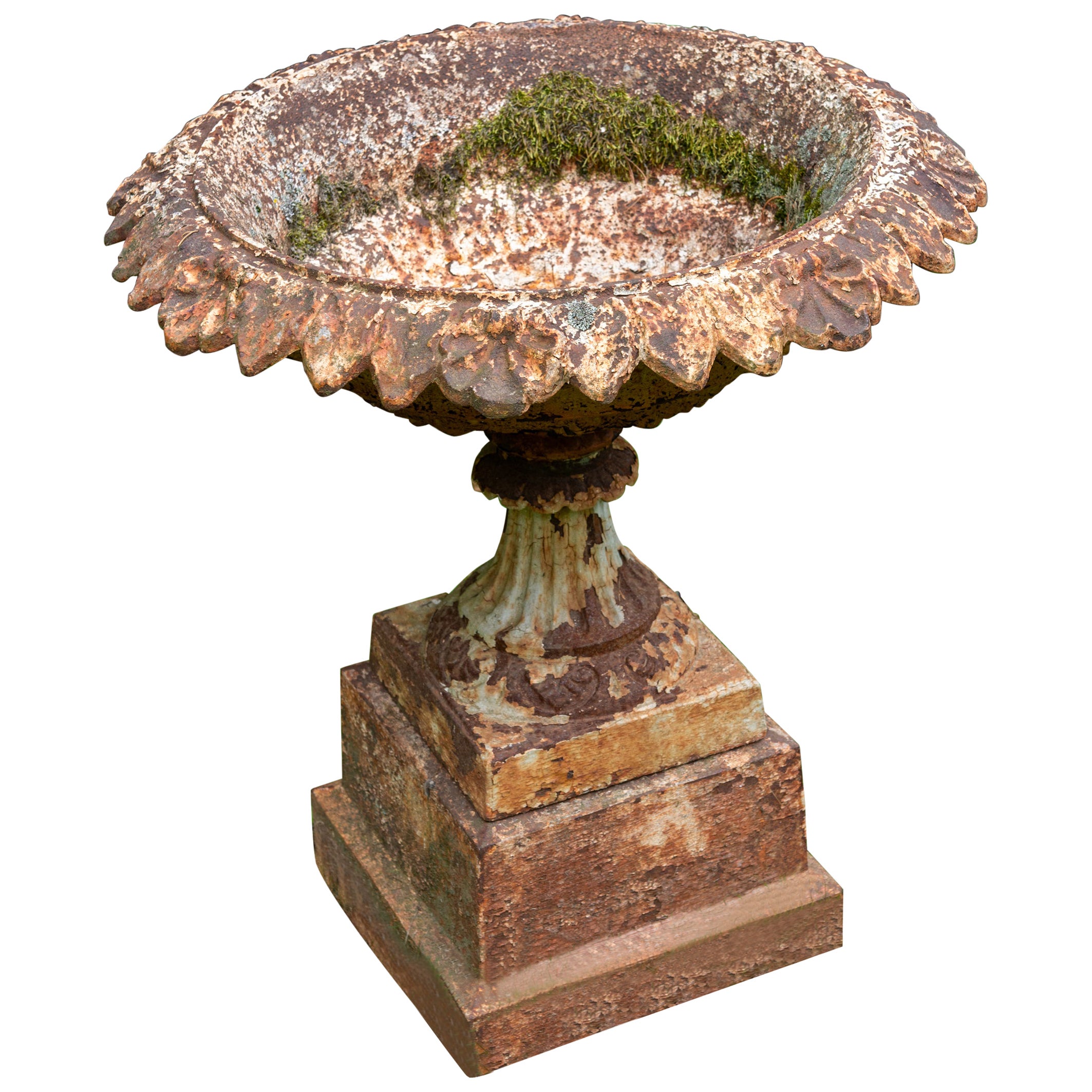 19th Century Cast Iron Urn on Plinth For Sale