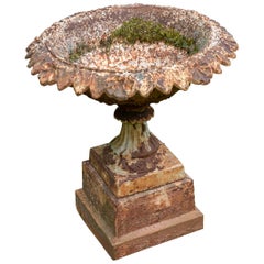 19th Century Cast Iron Urn on Plinth