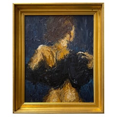 Vintage Impasto Desnudo en Marco Dorado