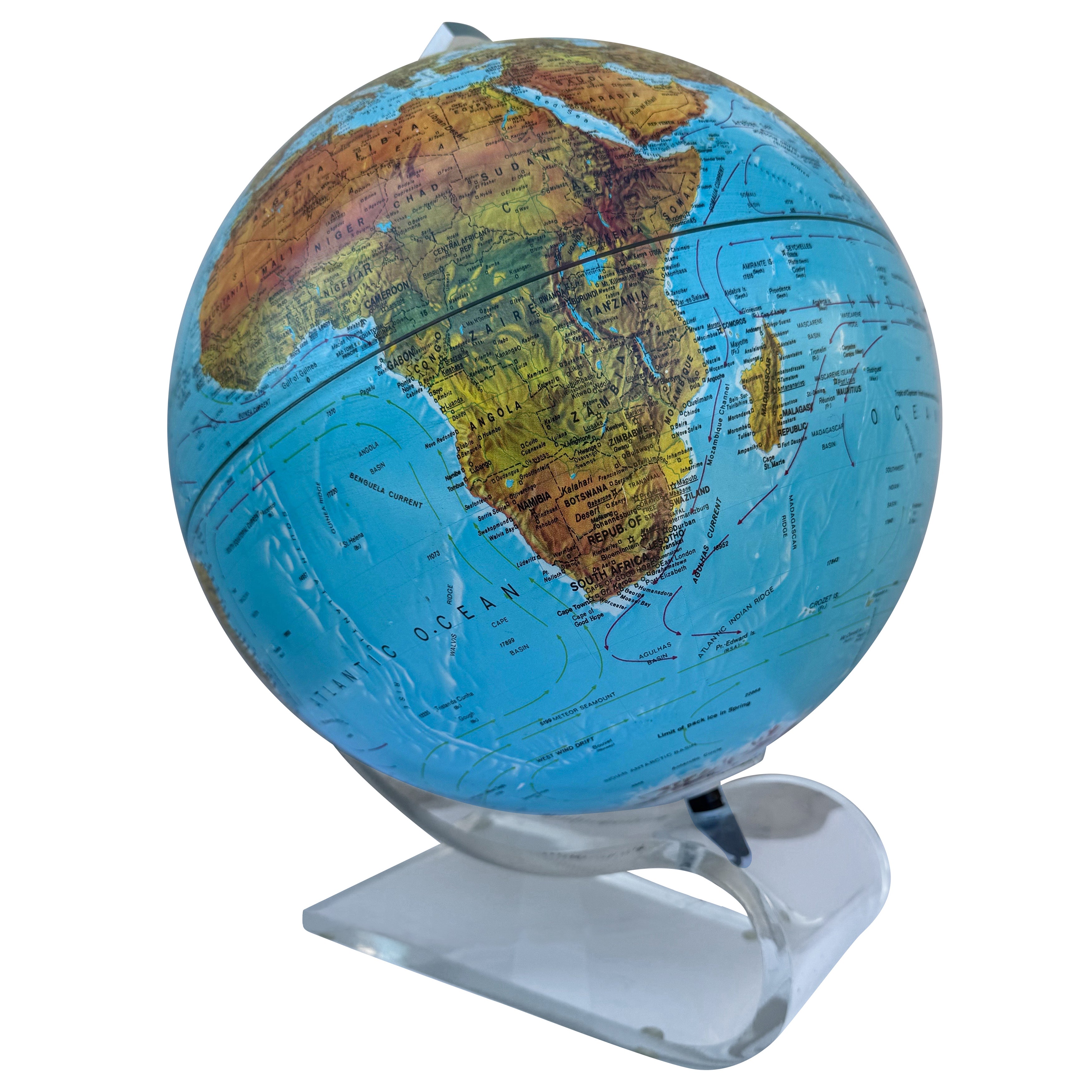 Vintage 1987 Scan-Globe Illuminated World Globe on Lucite Base, Denmark